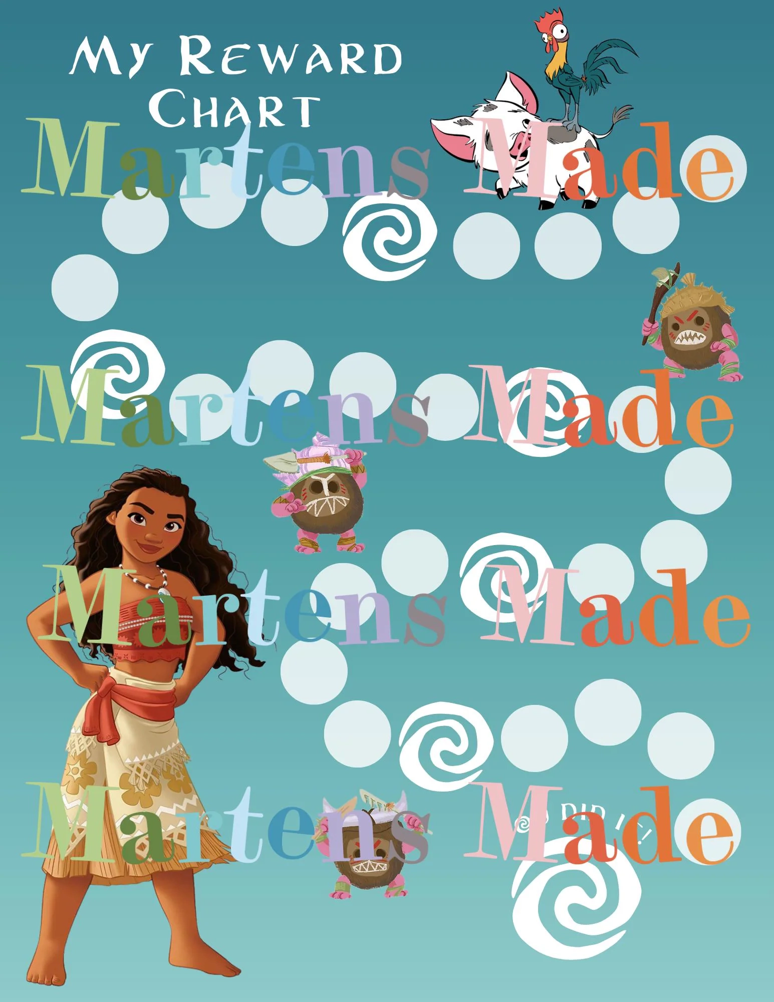 Printable Moana inspired Reward Chart Instant Download Kids Routine Sticker Chart Etsy