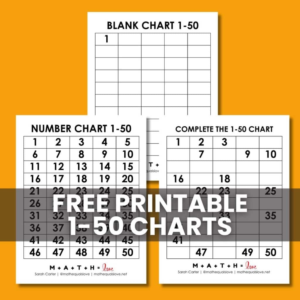 Printable Number Chart 1 50 Free PDF Templates  Printable Number Chart 1 50 Free PDF Templates