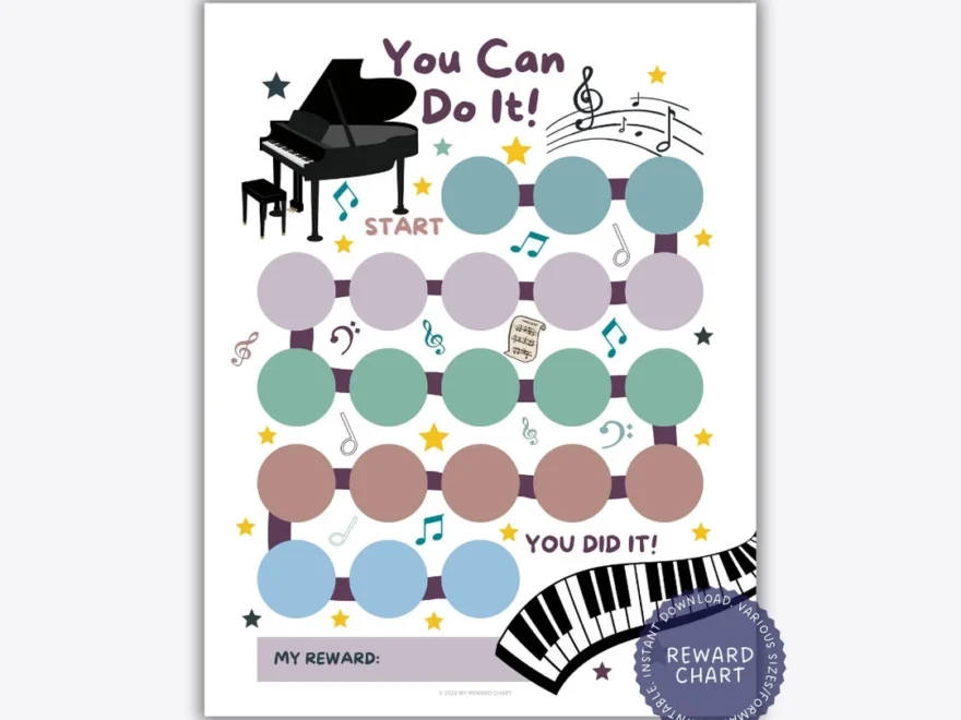 Printable Piano Reward Chart Music Reward Chart Piano Practice Chart Music Practice Piano Sticker Chart Preschool Piano Reward Chart Etsy