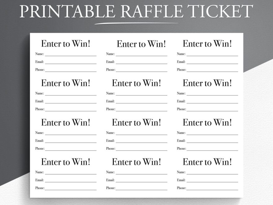 Printable Raffle Ticket Enter To Win Printable Ticket Worksheets Library