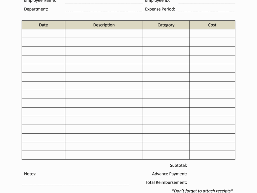 Printable Reimbursement Form In PDF Basic