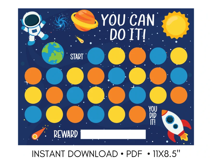 Printable Reward Chart Instant Download Outer Space Reward Chart PDF Etsy