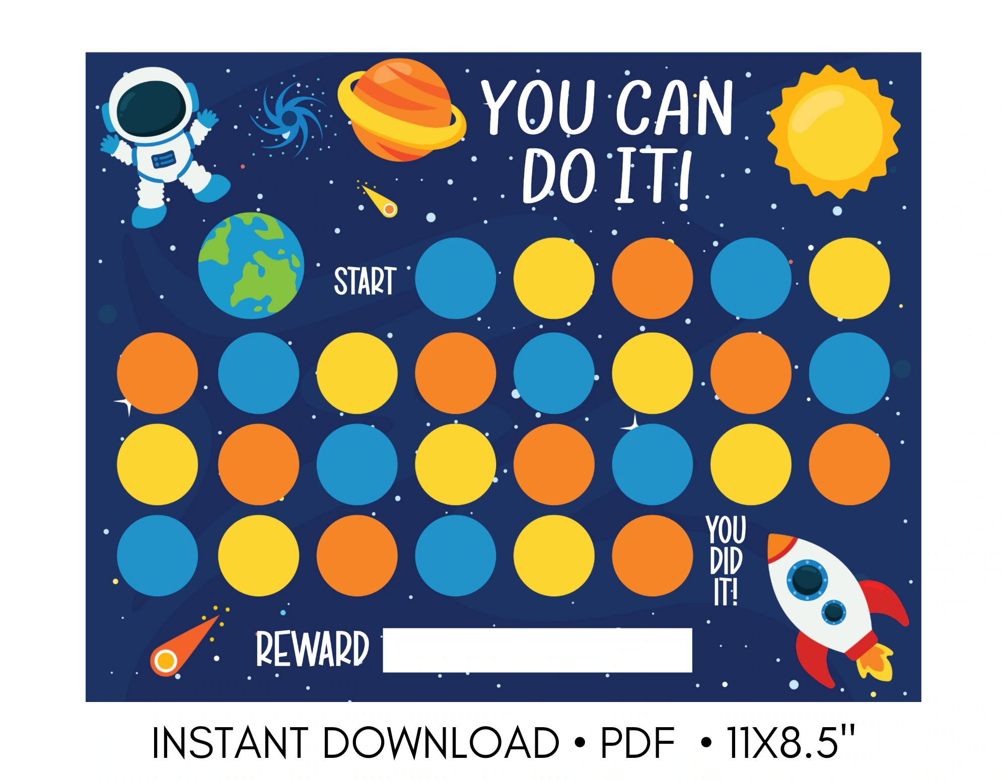 Printable Reward Chart Instant Download Outer Space Reward Chart PDF Etsy