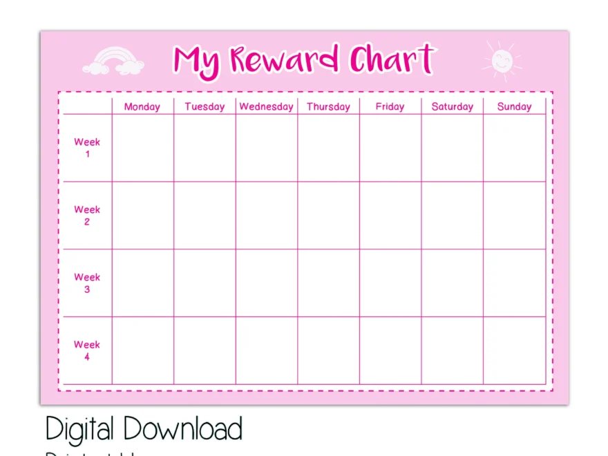 Printable Reward Chart Reward Chart For Girl Good Behaviour Girls Reward Chart Downloadable Chart Toddler Reward Chart Daily Reward Etsy