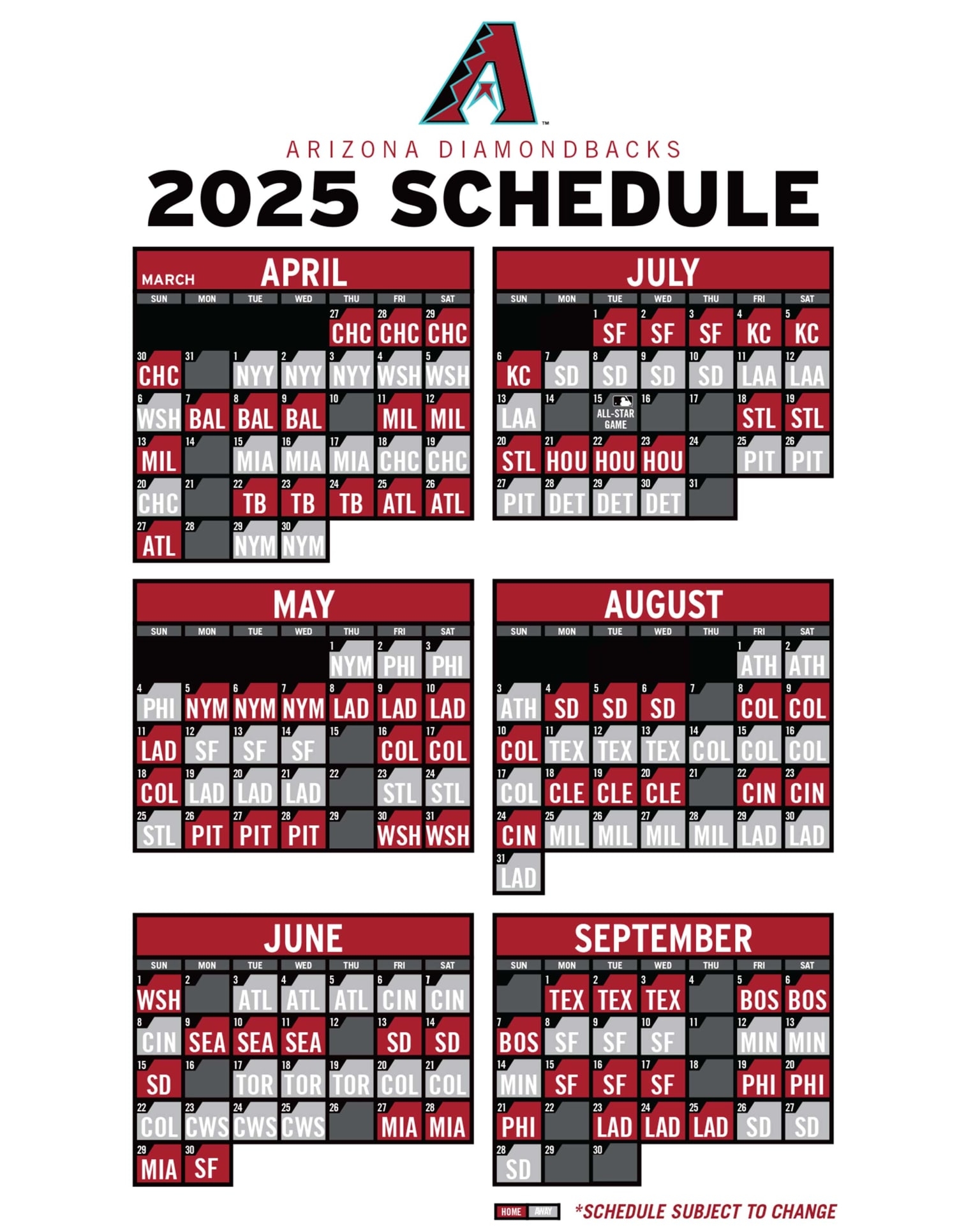 Printable Schedule Arizona Diamondbacks Printable Schedule Arizona Diamondbacks