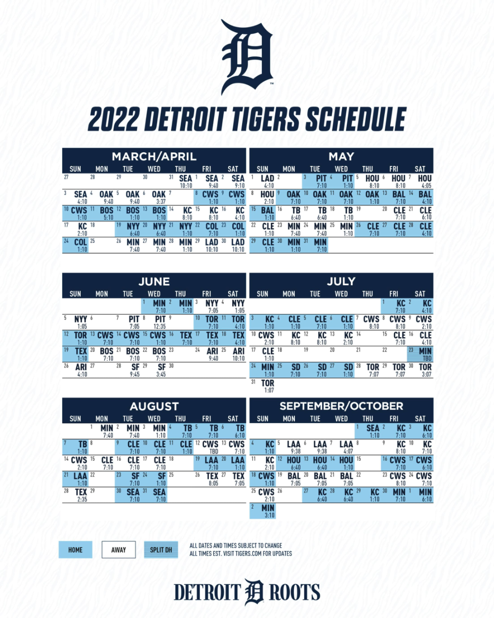 Printable Detroit Tigers Schedule Printable Detroit Tigers Schedule