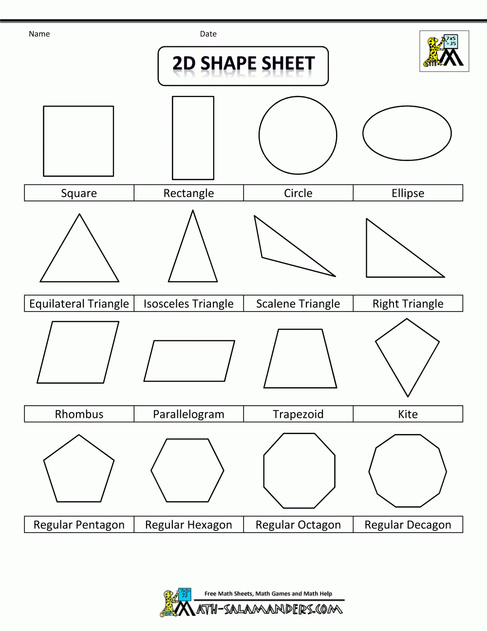 Printable List Of Geometric Shapes Printable List Of Geometric Shapes
