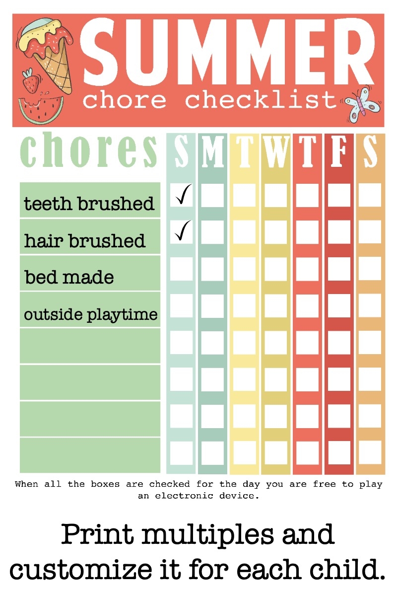Printable Summer Chore Checklist Simply Being Mommy Printable Summer Chore Checklist Simply Being Mommy