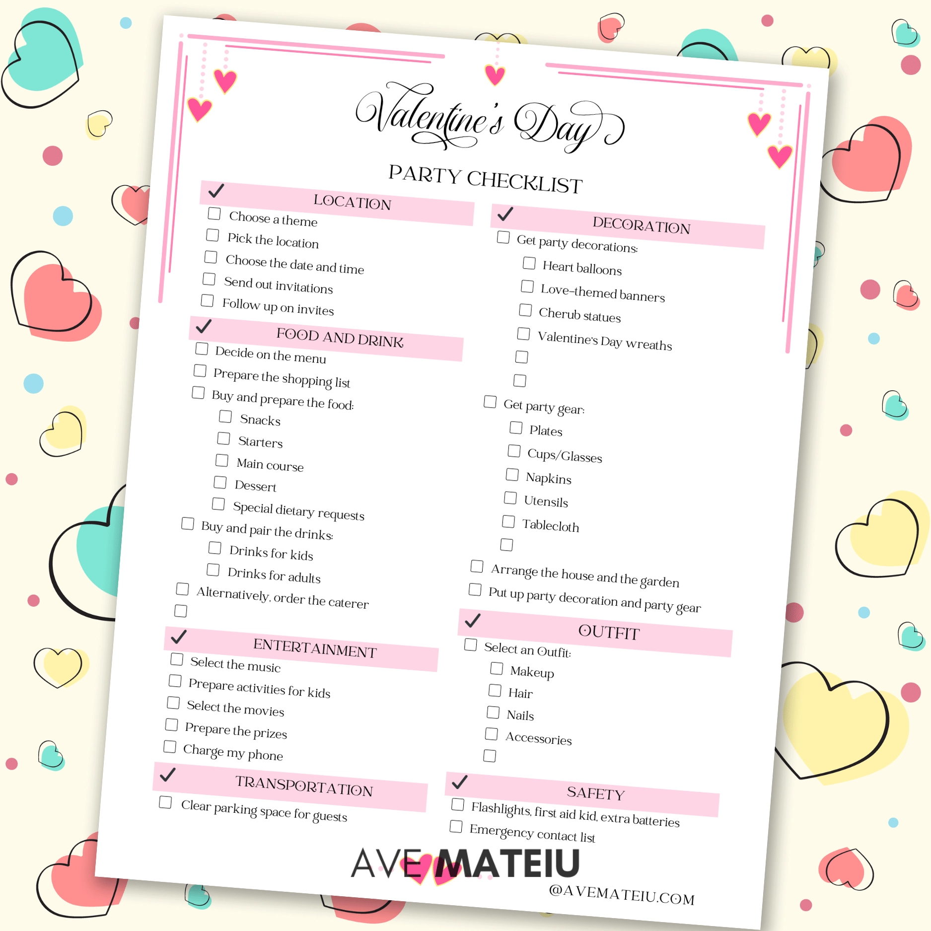 Printable Valentine s Day Party Planner Ave Mateiu