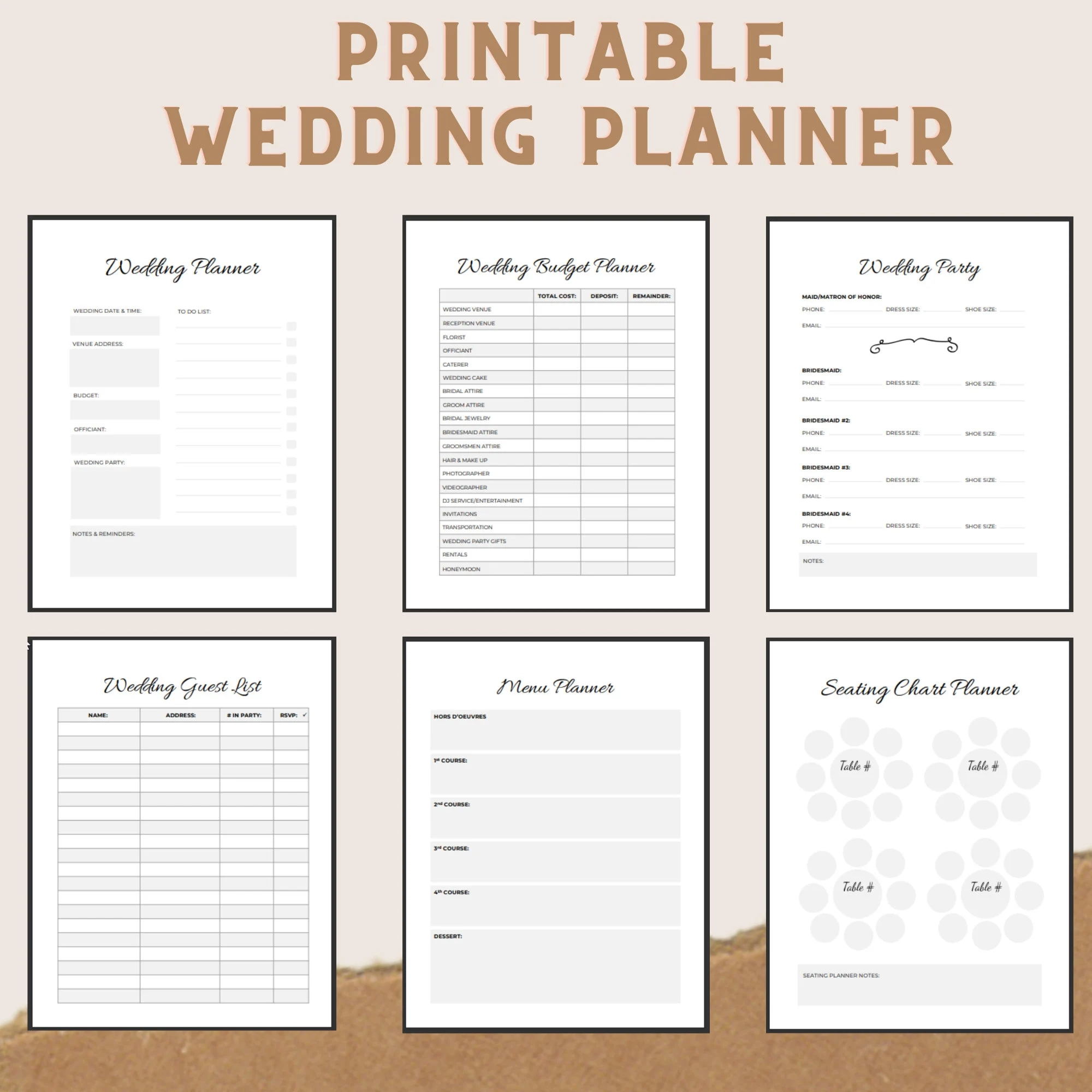 Printable Wedding Planner Kit For Organizing Your Dream Wedding Etsy