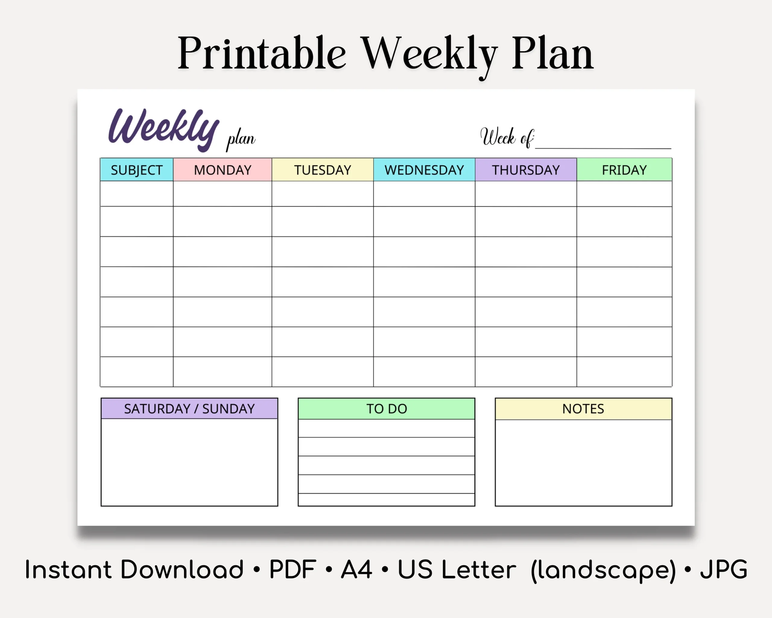 Printable Weekly Lesson Plan weekly School Scedule homeschool Planner instant Download a4 us Letter weekly Planner weekly Lesson Plan pdf Etsy Printable Weekly Lesson Plan weekly School Scedule homeschool Planner instant Download a4 us Letter weekly Planner weekly Lesson Plan pdf Etsy
