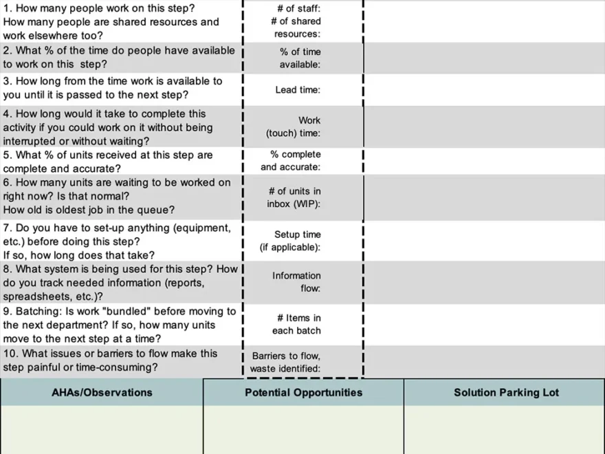 Process Walk Interview Sheet Template Example