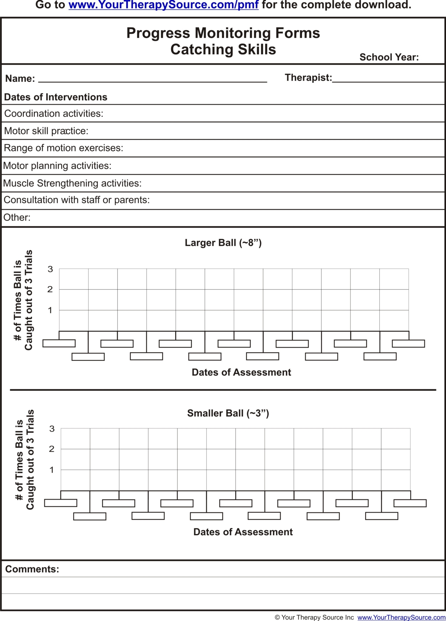 Progress Monitoring Forms Catching Skills Your Therapy Source