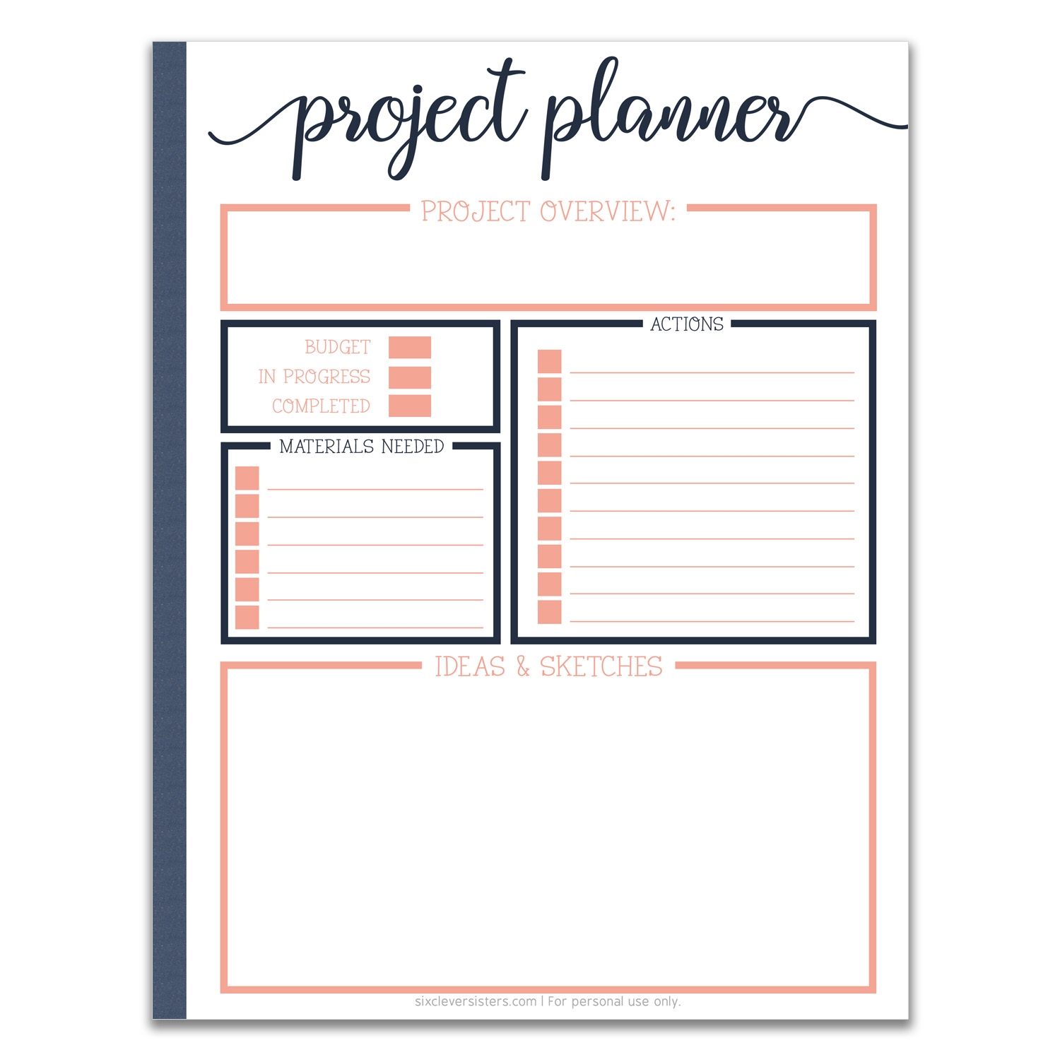 Project Planner Free Printable For Your Planner Six Clever Sisters Project Planner Free Printable For Your Planner Six Clever Sisters