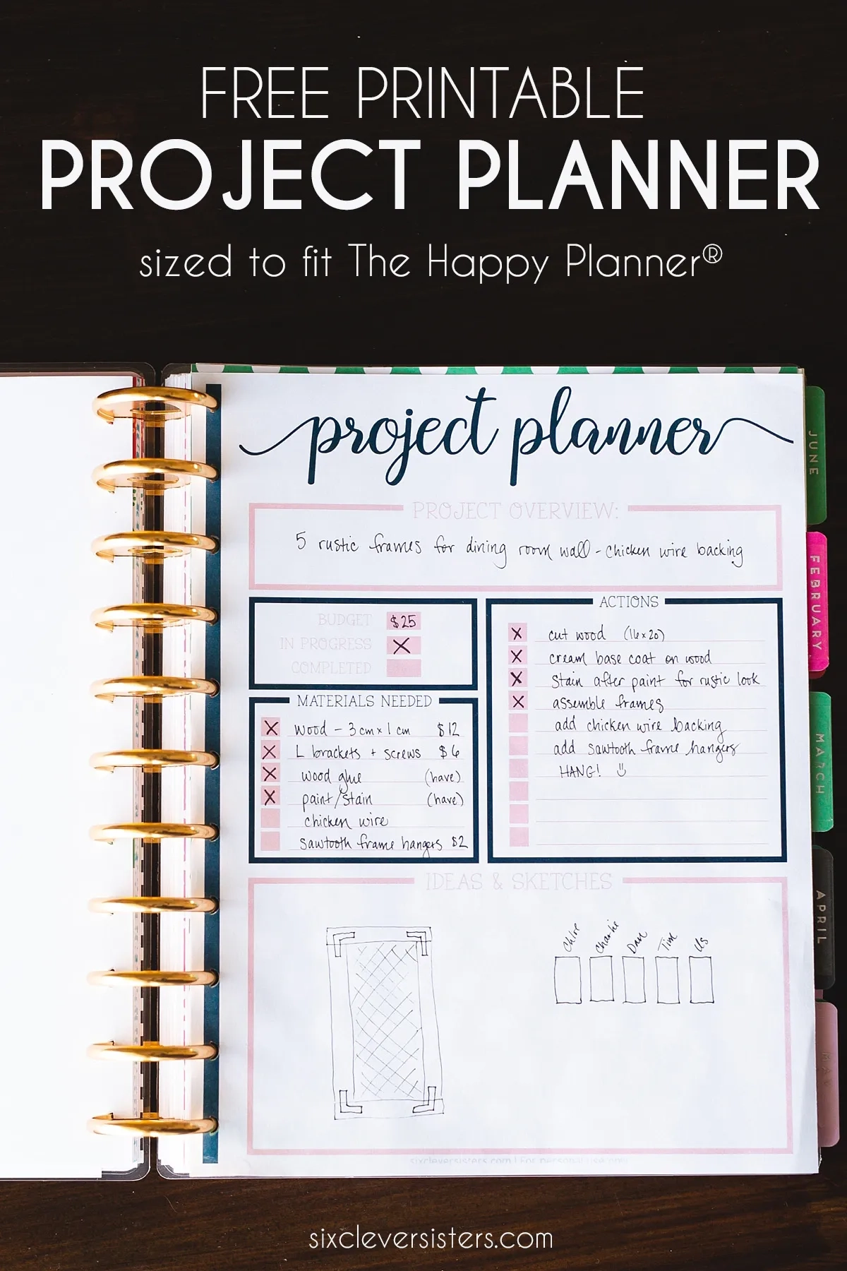 Project Planner Free Printable For Your Planner Six Clever Sisters Project Planner Free Printable For Your Planner Six Clever Sisters