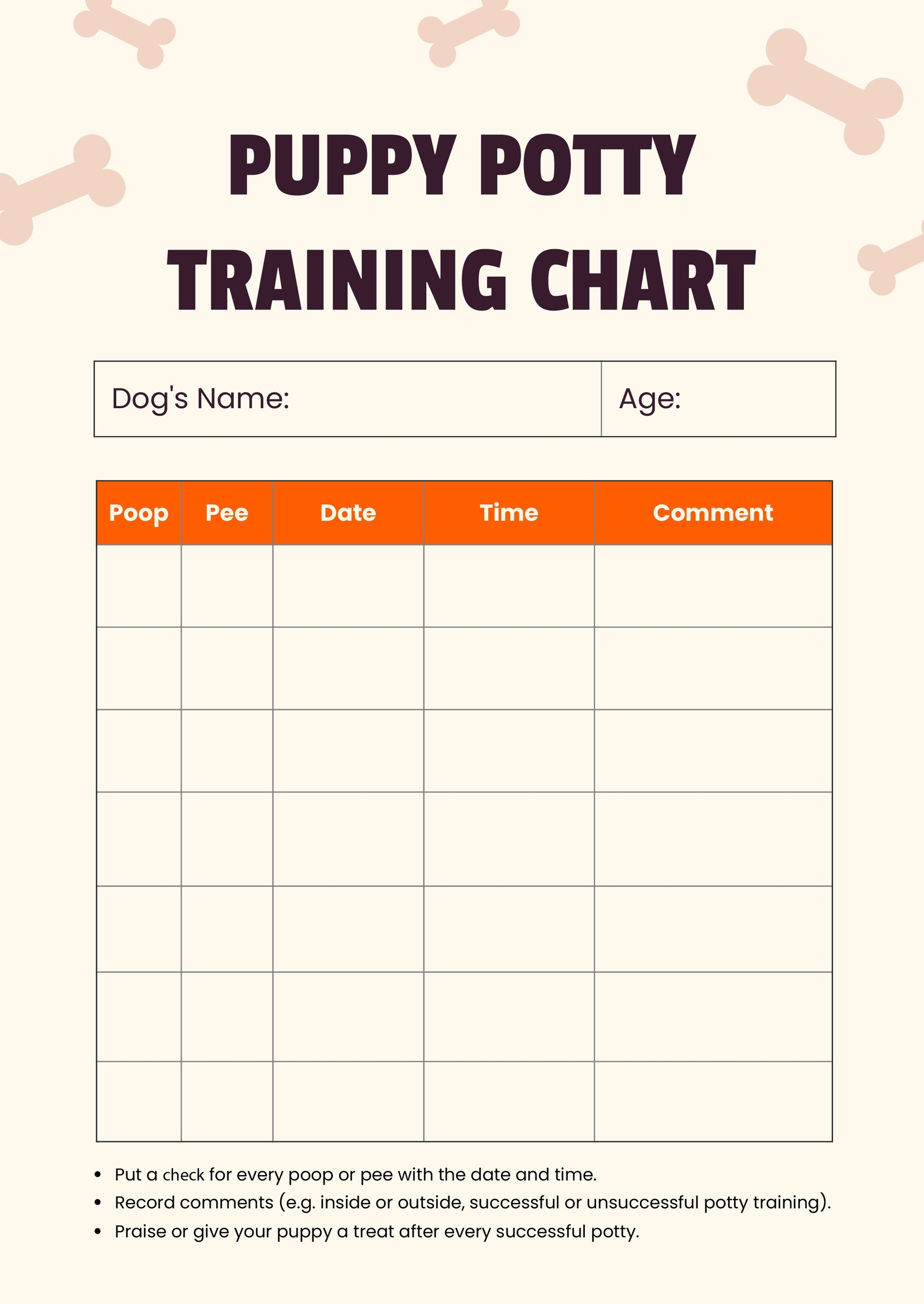 Puppy Potty Training Chart In Illustrator PDF Download Template Puppy Potty Training Chart In Illustrator PDF Download Template