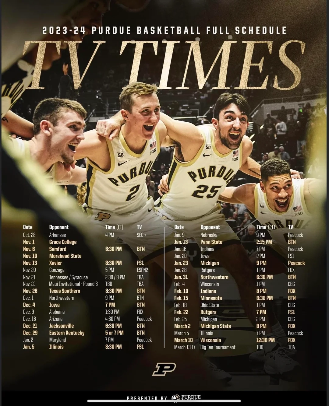 Purdue Basketball Tv Schedule 2026 Printable