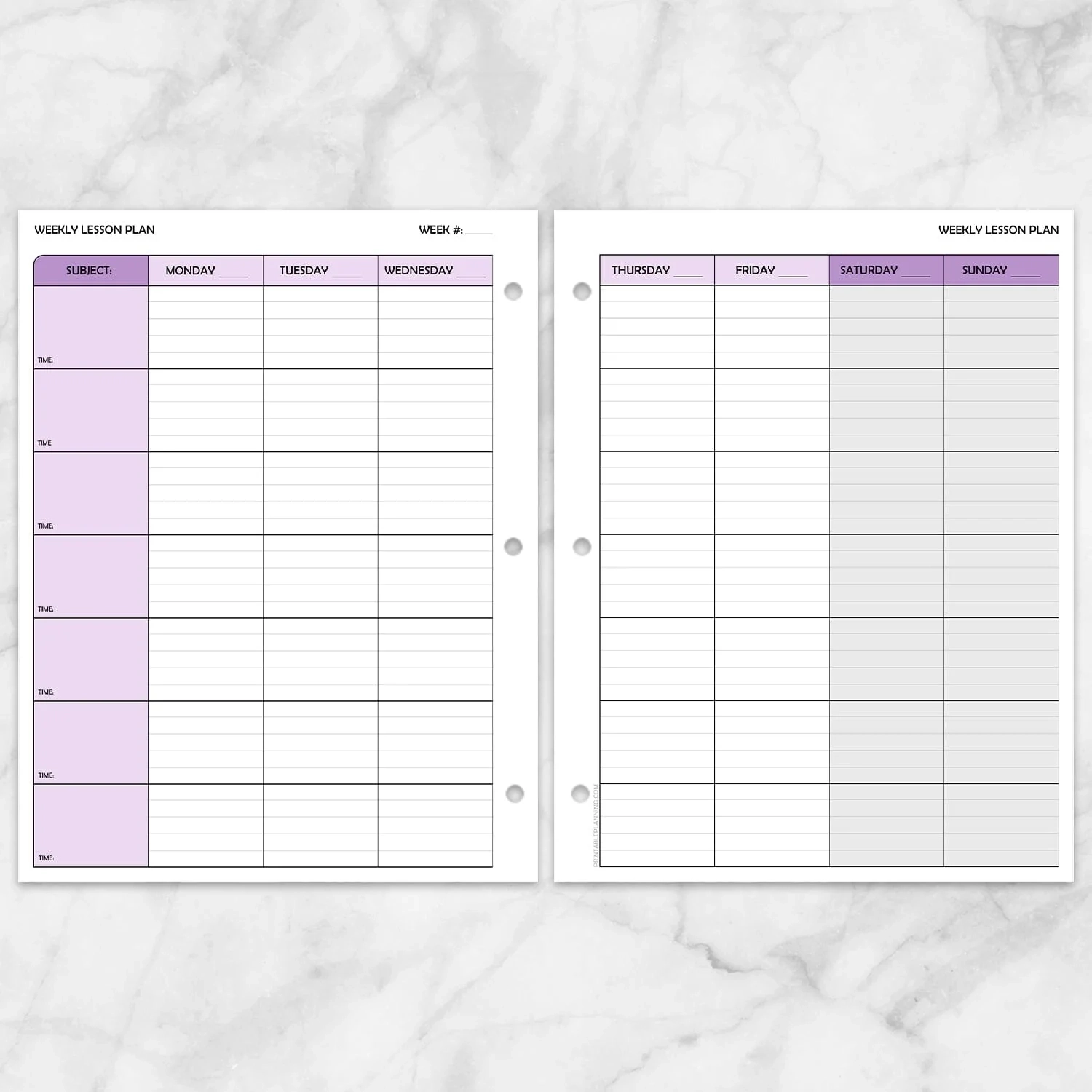 Week Planner Printable Right To Left