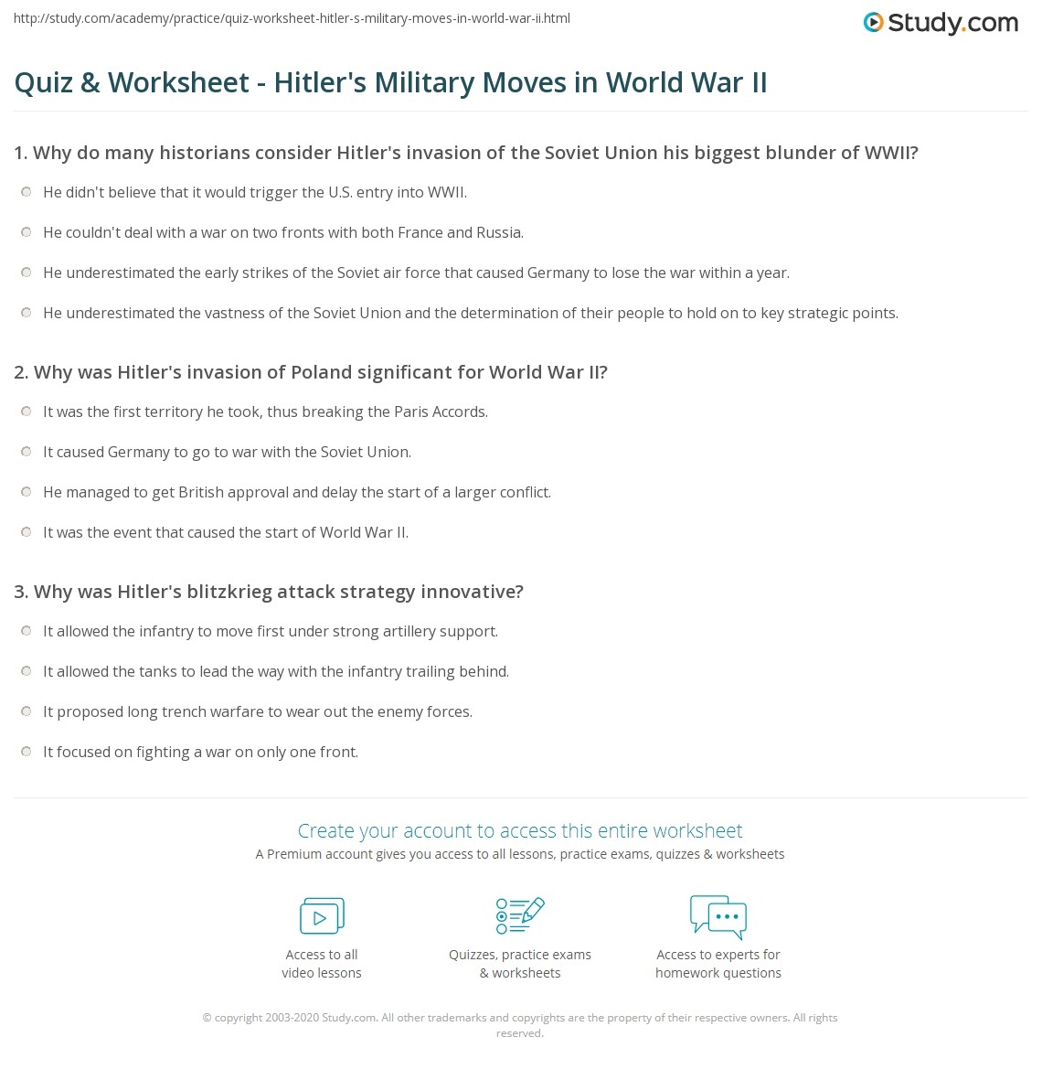 World War 2 Quiz Printable World War 2 Quiz Printable