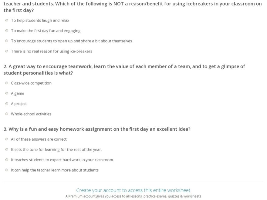 Quiz Worksheet Middle School Get To Know You Activities Study