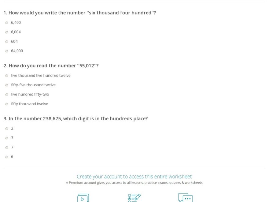 Reading Writing 6 Digit Numbers Quiz Worksheet For Kids Study