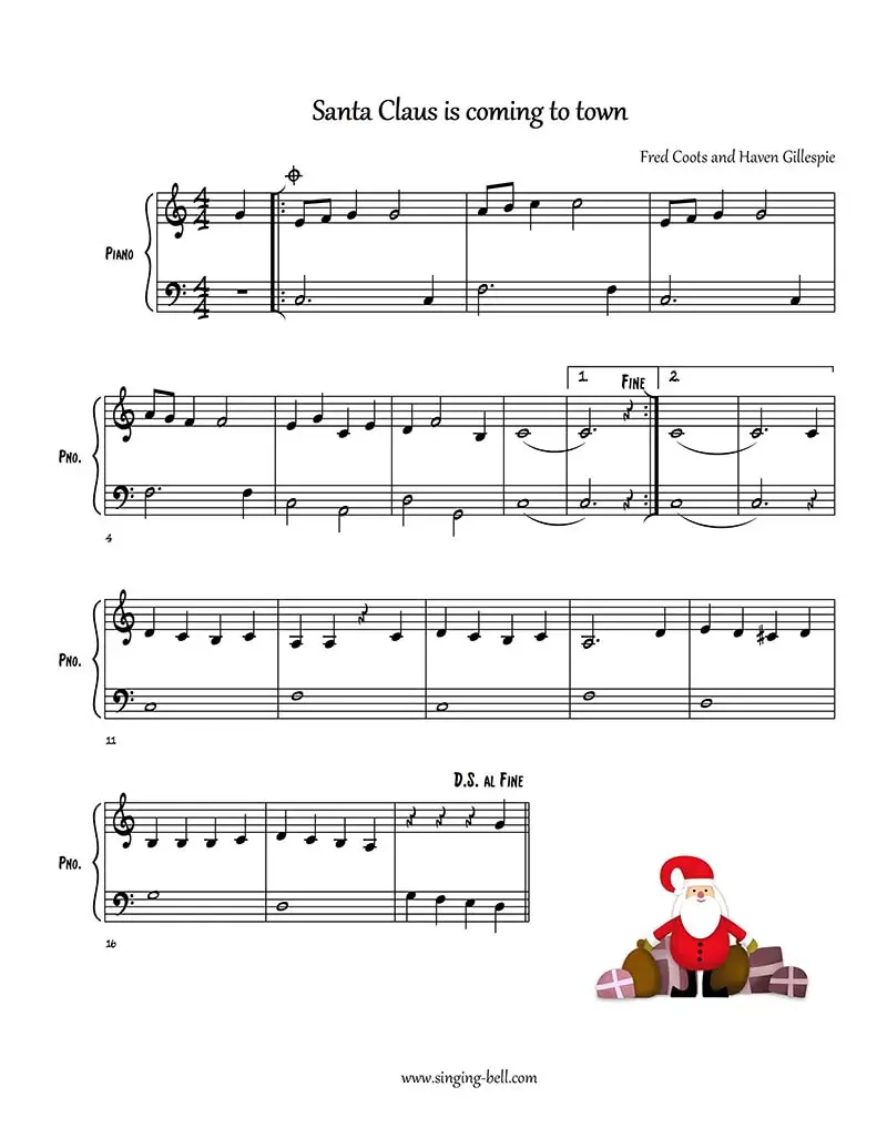 Santa Claus Is Coming To Town Piano Sheet Music Chords Video Santa Claus Is Coming To Town Piano Sheet Music Chords Video