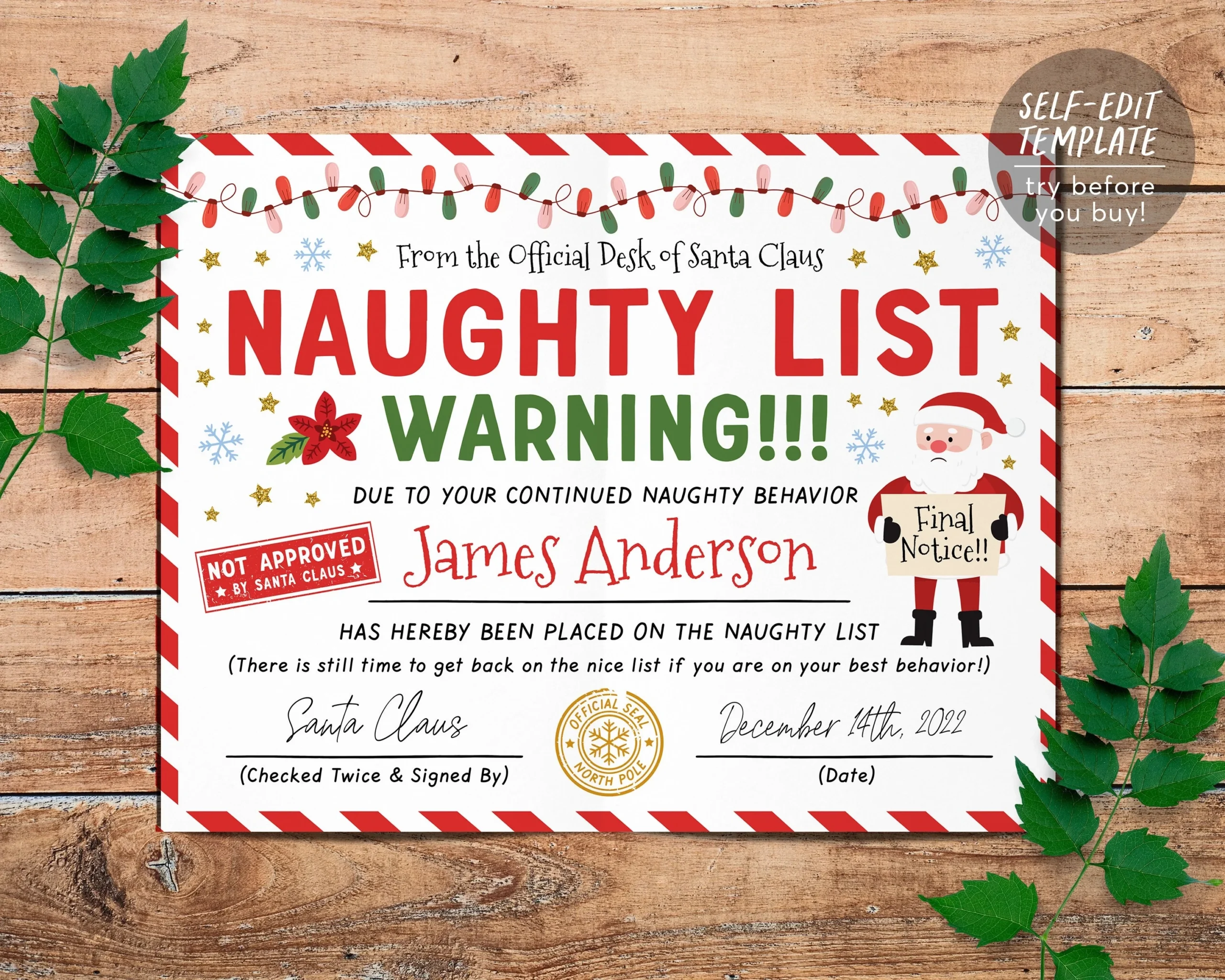 Santa s Naughty List Certificate Editable Template Not Approved Naugh Puff Paper Co Santa s Naughty List Certificate Editable Template Not Approved Naugh Puff Paper Co