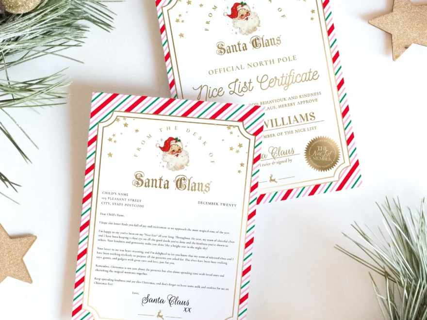 Santa s Workshop Pink Multi Printable Christmas Santa Letter And Nic Black Bow Studio
