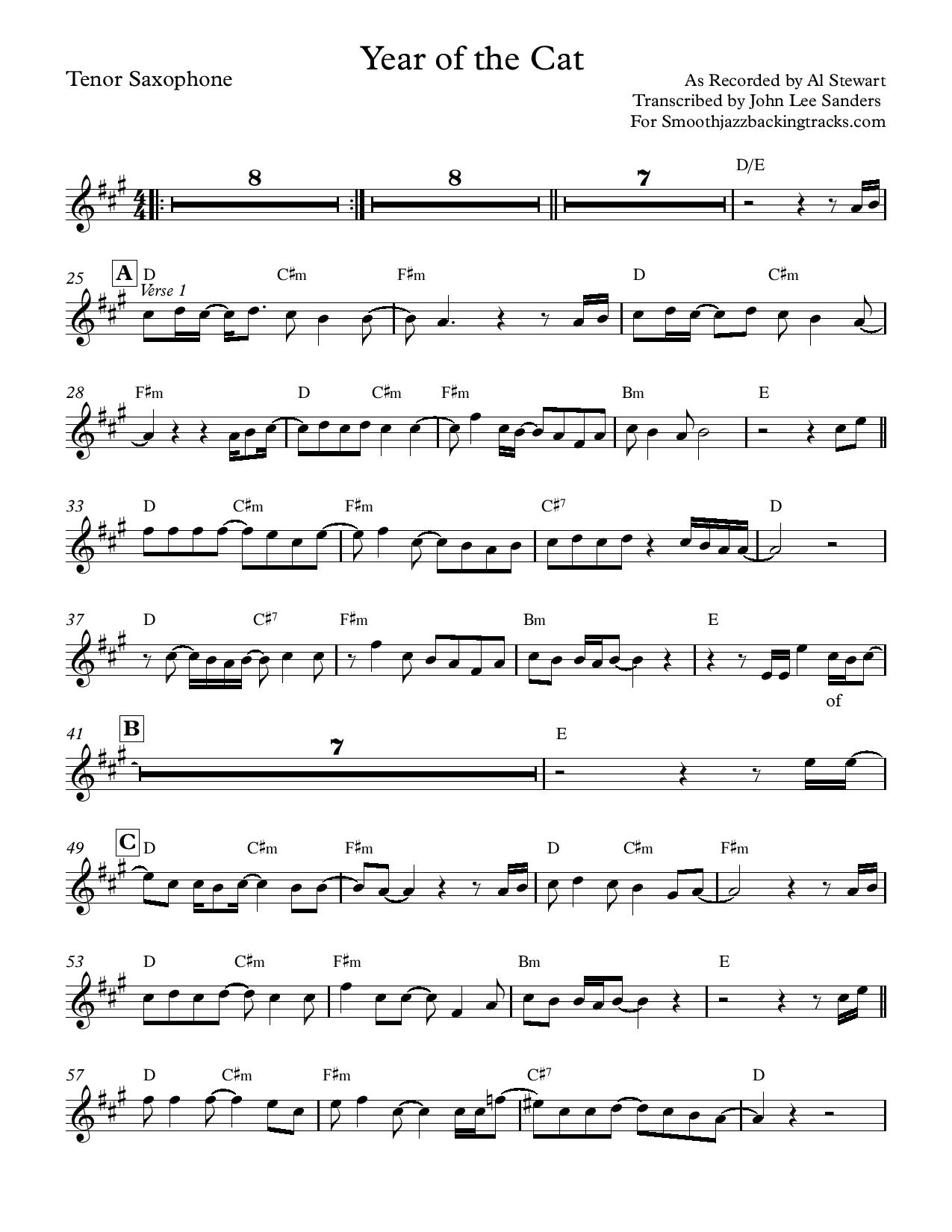 Free Printable Tenor Saxophone Sheet Music