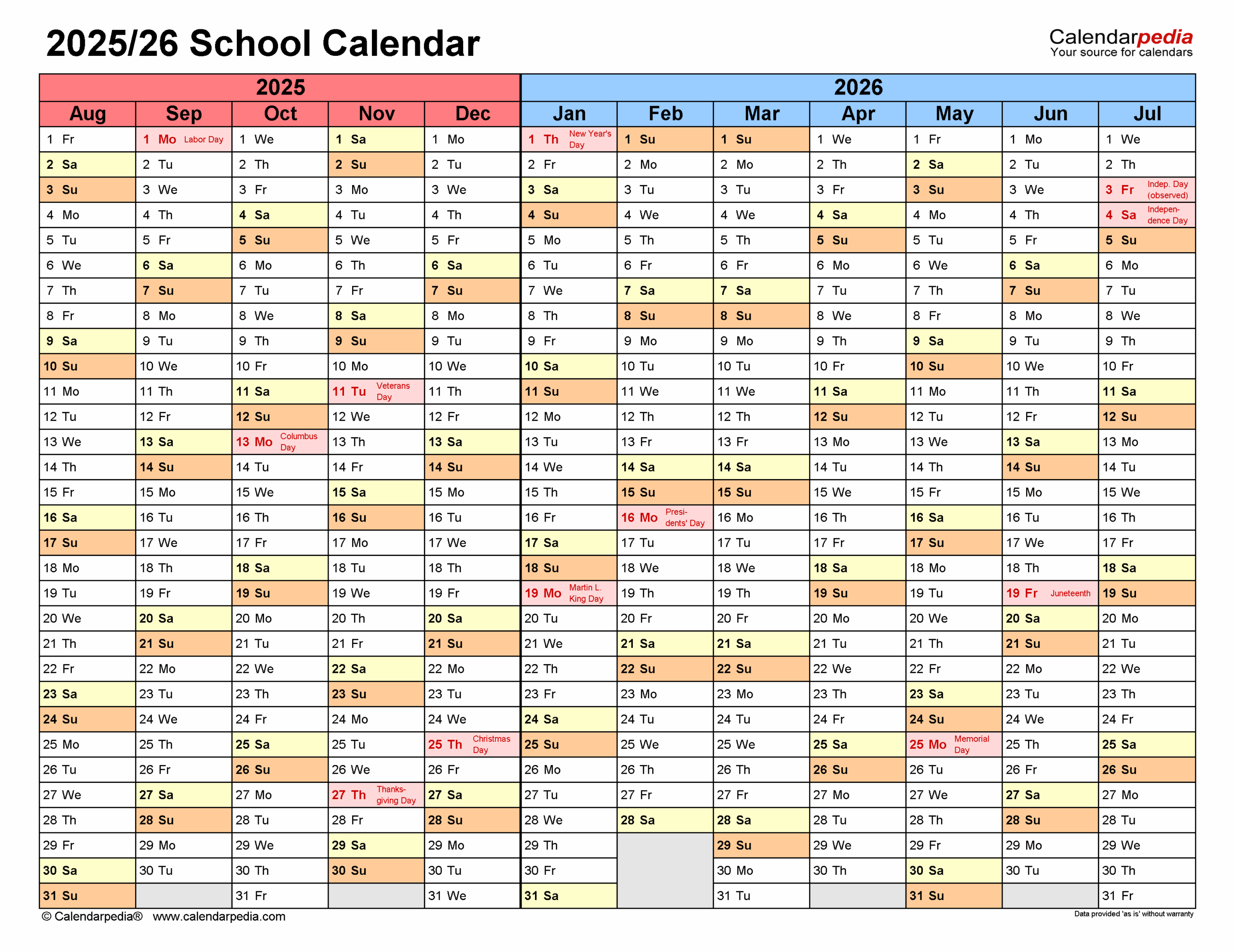 School Year Weekly Planner 2025-26 Printable School Year Weekly Planner 2025-26 Printable