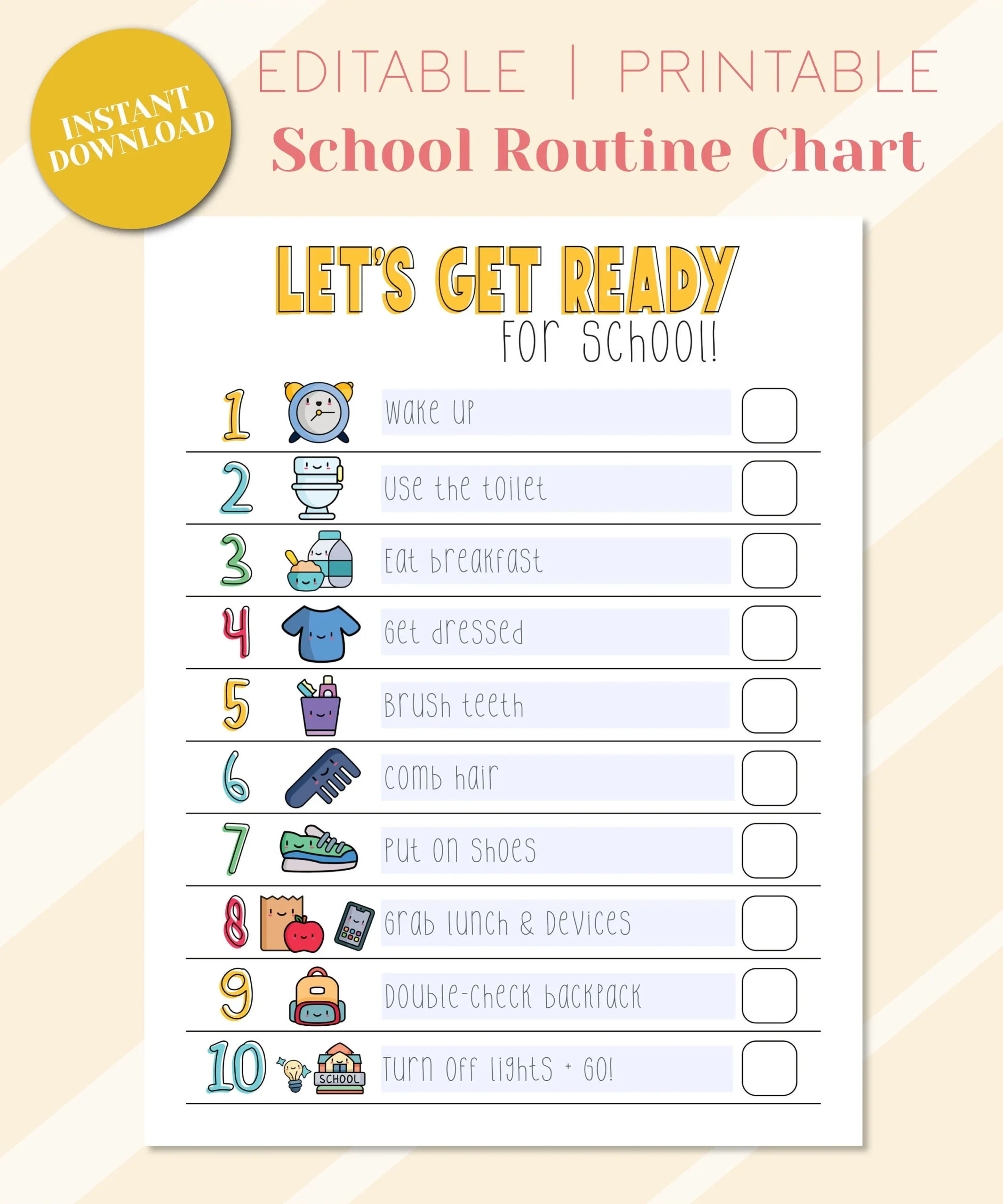 Printable School Check In Chart