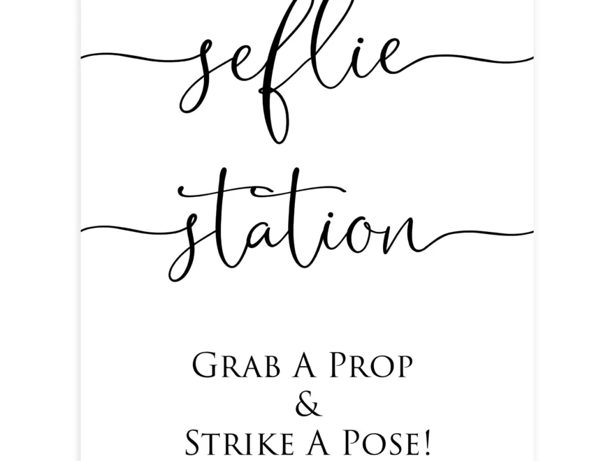 Selfie Station Table Sign Printable Minimalist Bridal Shower OhHappyPrintables