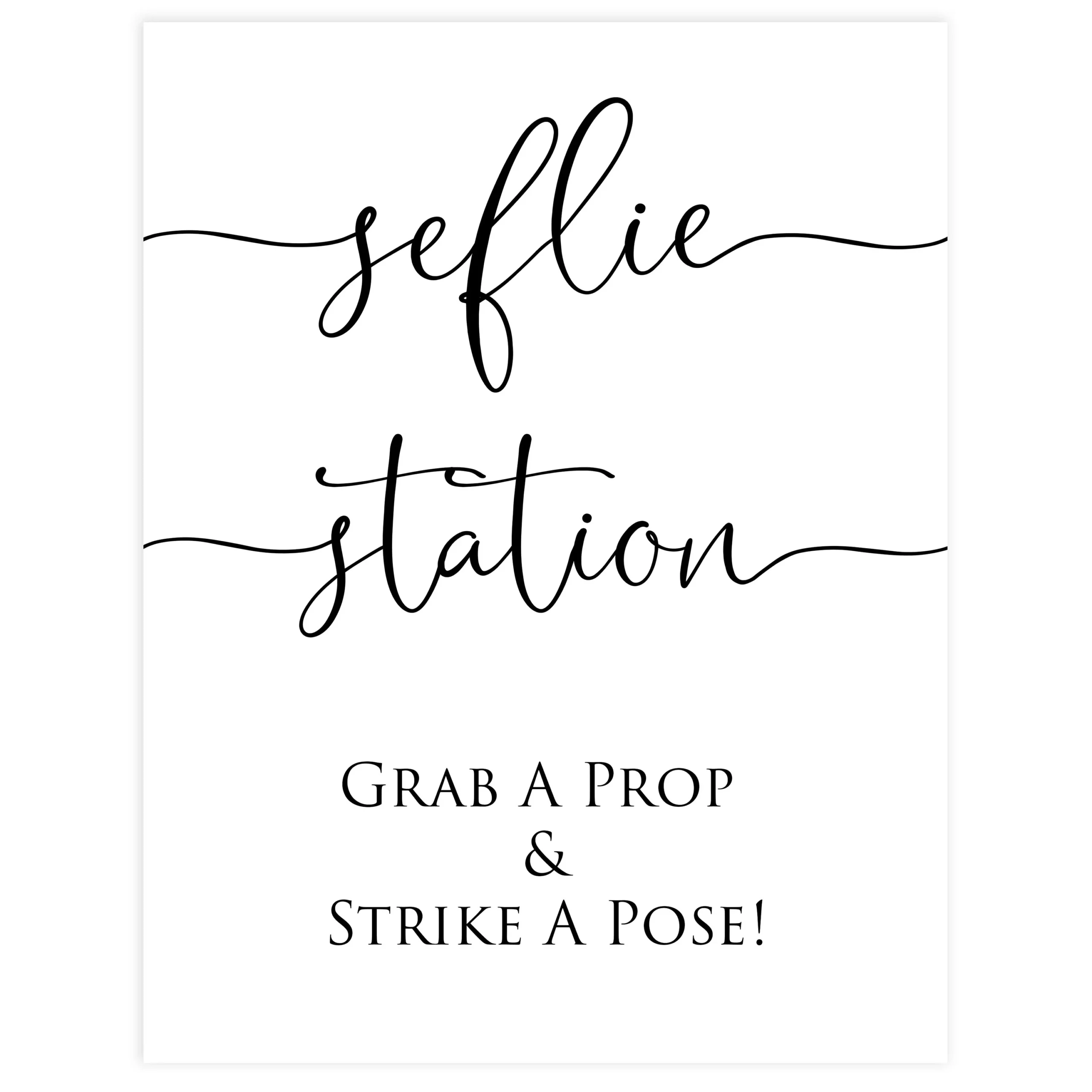 Selfie Station Table Sign Printable Minimalist Bridal Shower OhHappyPrintables Selfie Station Table Sign Printable Minimalist Bridal Shower OhHappyPrintables