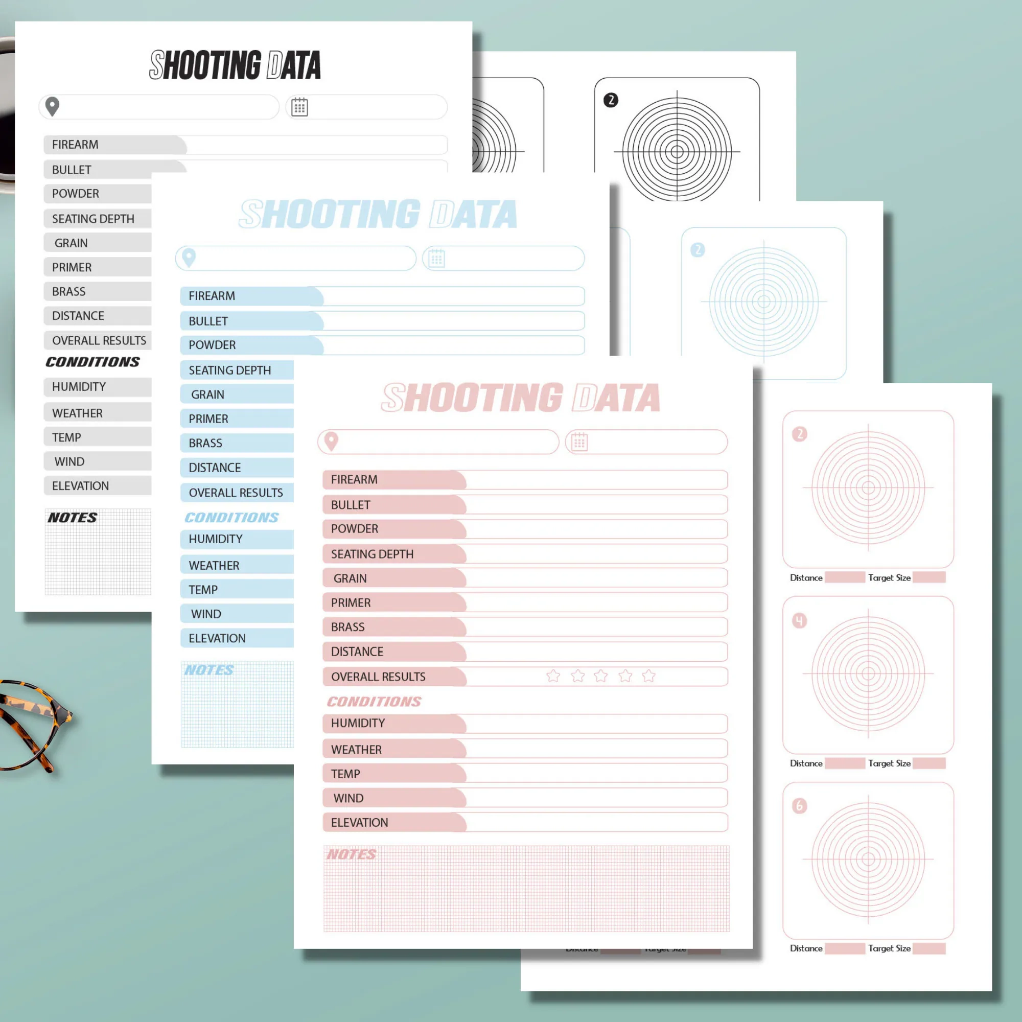 Shooting Range Data Log Letter Sized 3 Colors 6 Pages Digital Download Print At Home Etsy