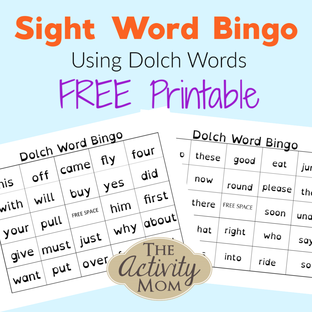 Sight Word Bingo Using Dolch Words free Printable The Activity Mom Sight Word Bingo Using Dolch Words free Printable The Activity Mom
