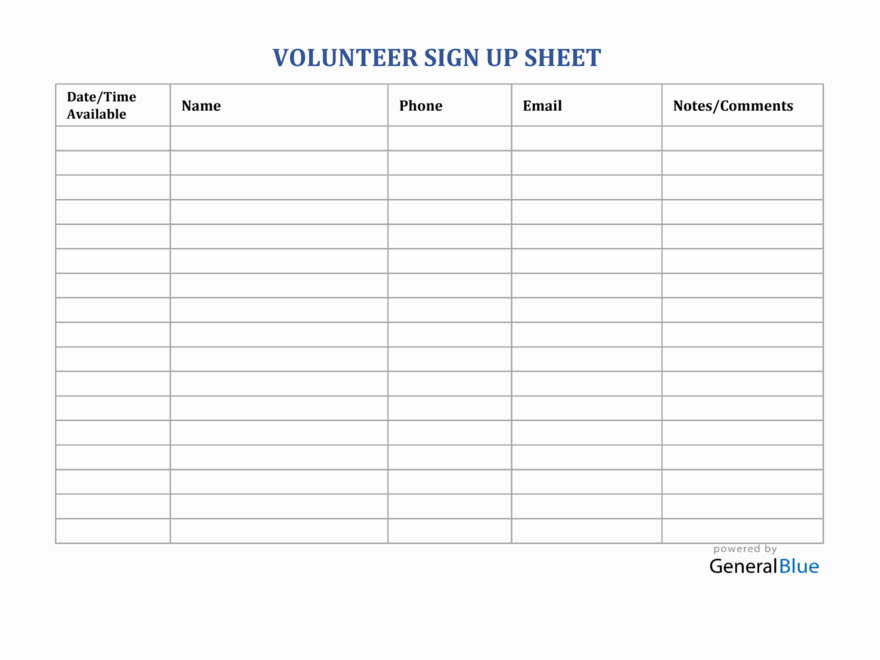 Sign Up Sheet Templates