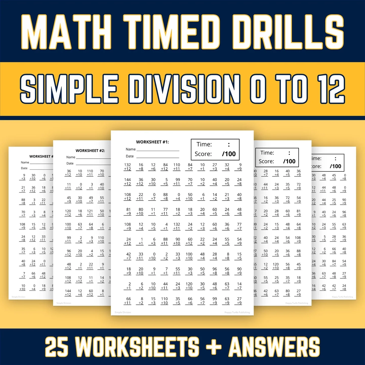 Simple Division Printable Worksheets Division Facts 0 To 12 Times Tab The Happy Turtle LLC Simple Division Printable Worksheets Division Facts 0 To 12 Times Tab The Happy Turtle LLC