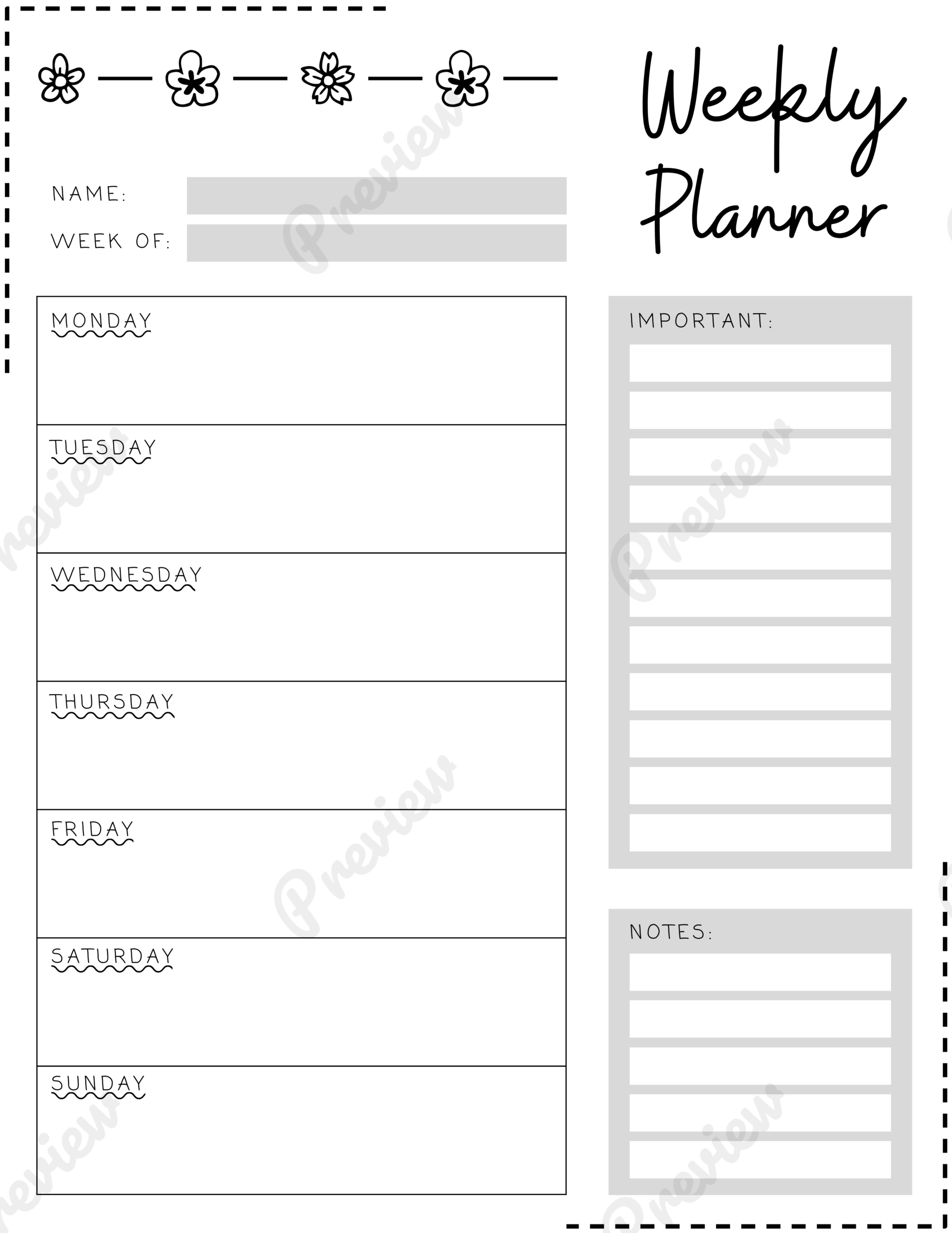 Simple Elegant Weekly Planner Printable Weekly Teachers Student Planner Made By Teachers