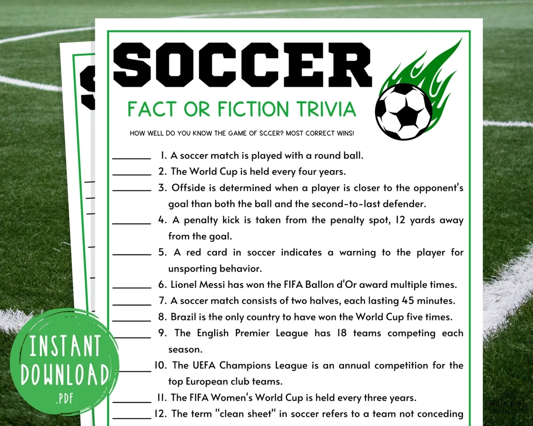 Soccer Fact Or Fiction Trivia Game Printable Soccer Team Party Game Futbol Games For Kids Adults World Cup Activity Kids Birthday Etsy Soccer Fact Or Fiction Trivia Game Printable Soccer Team Party Game Futbol Games For Kids Adults World Cup Activity Kids Birthday Etsy