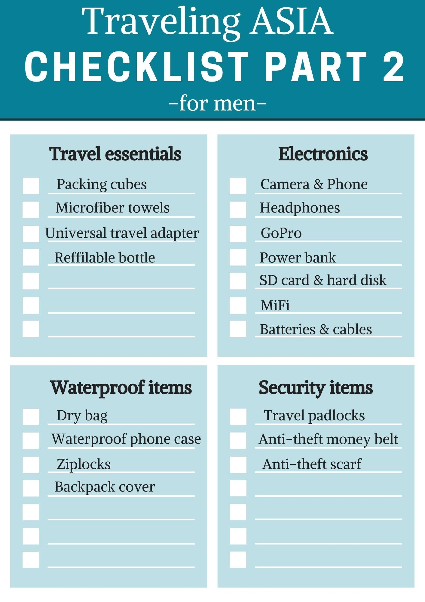 Philippines Printable Packing List