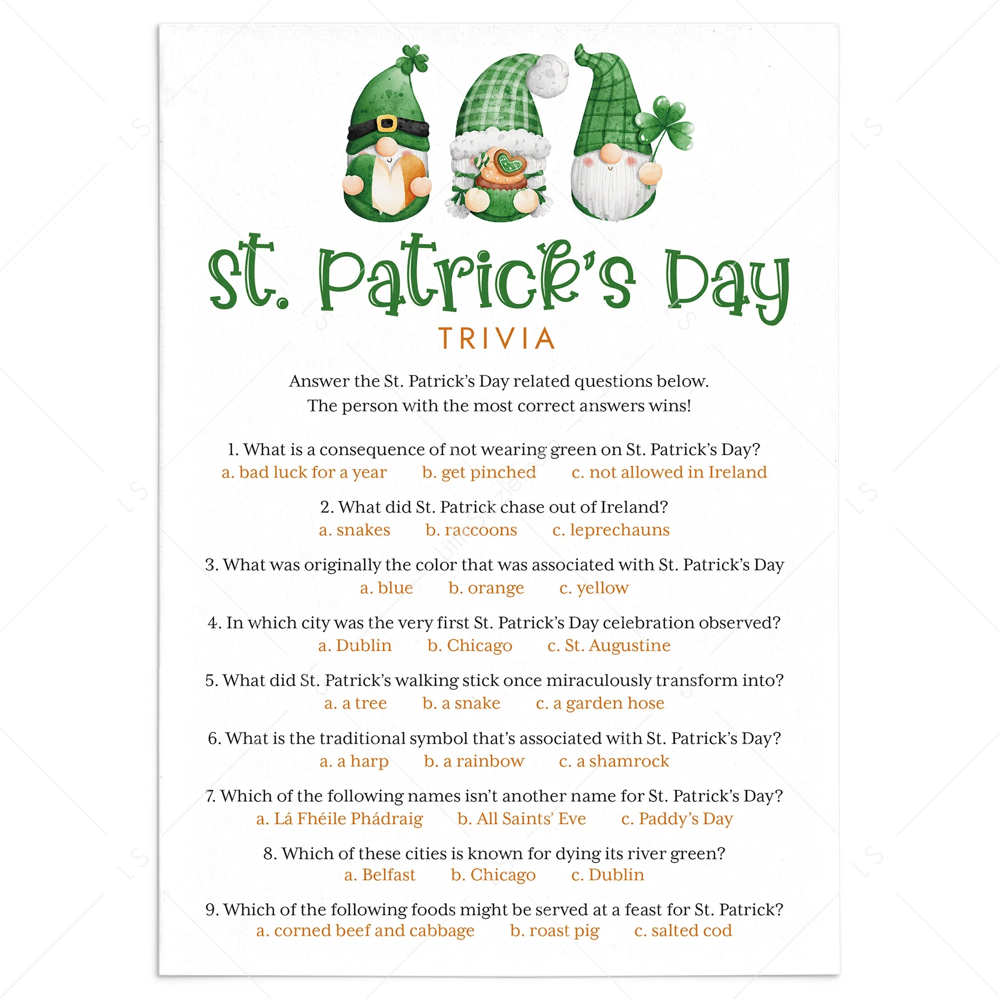 St Pattys Trivia Printable St Pattys Trivia Printable