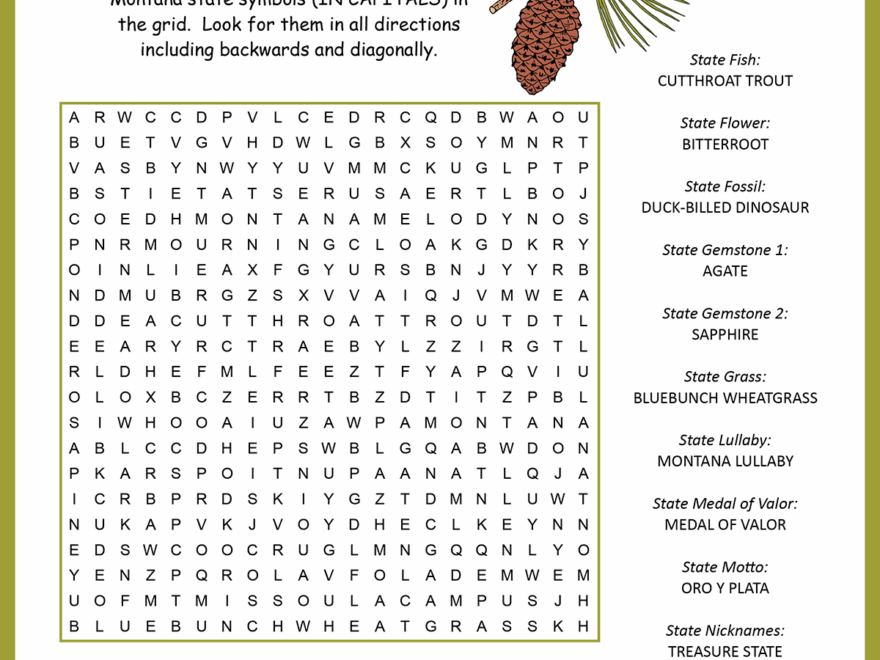 State Symbols Of Montana Word Search