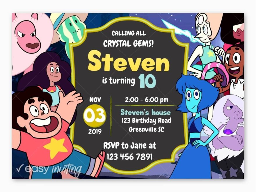 Steven Universe Birthday Invitation Easy Inviting
