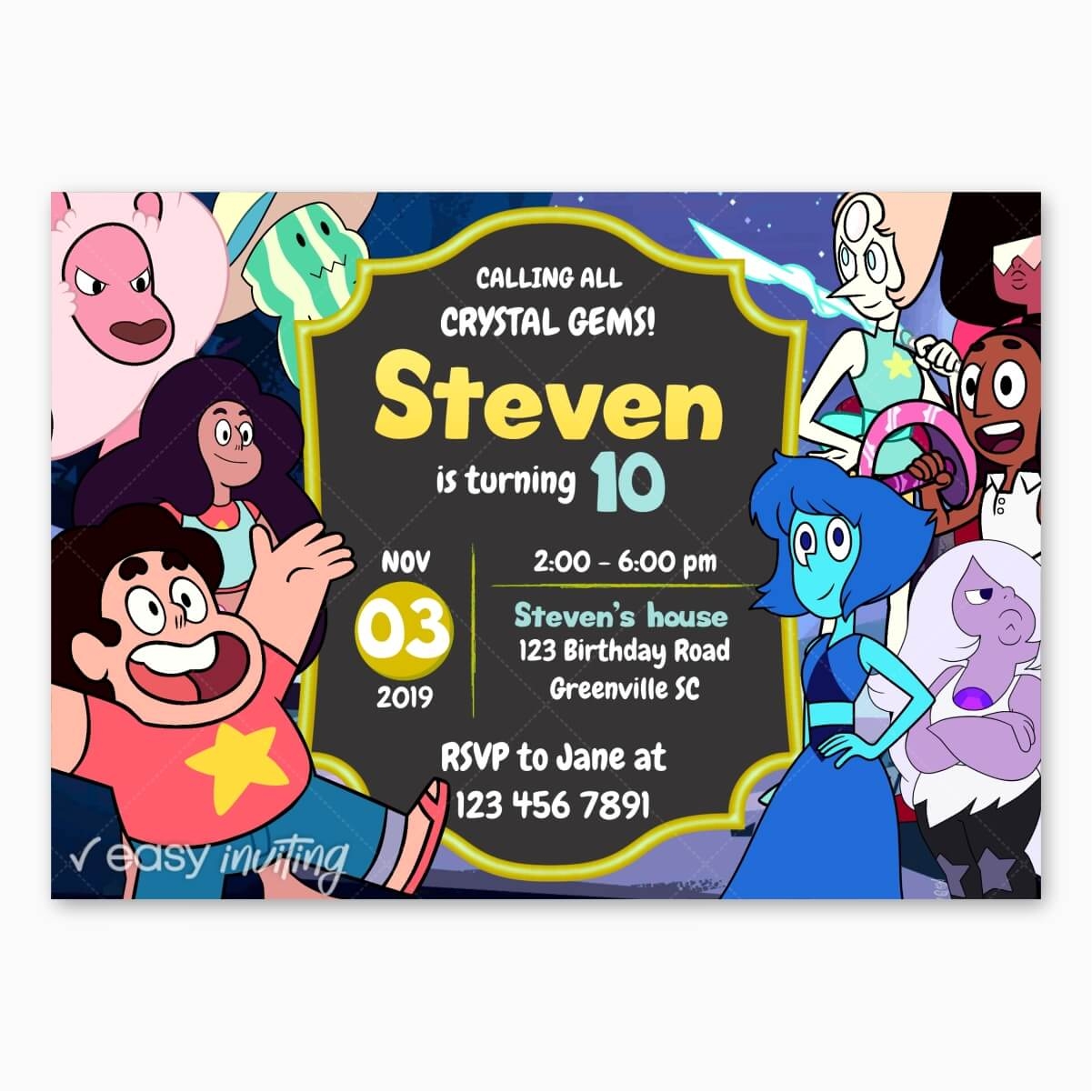 Steven Universe Birthday Invitation Easy Inviting