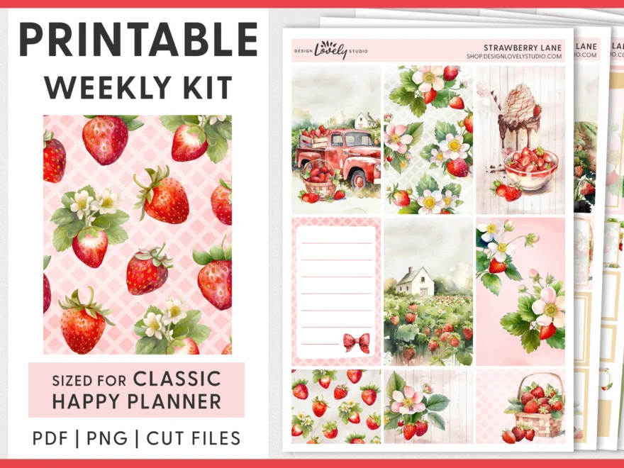 Strawberry Planner Stickers Happy Planner Printable Stickers Weekly Stickers Kit Spring Planner Stickers Summer Planner Kit HP230 Etsy