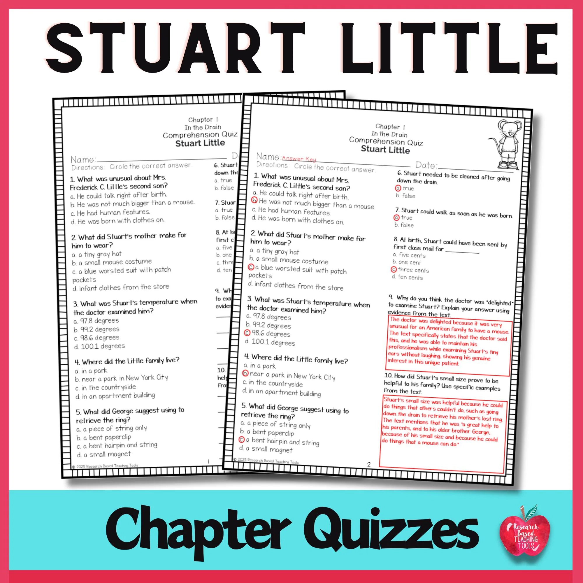 Stuart Little Comprehension Quizzes Chapter Assessments With Answer Key Etsy Stuart Little Comprehension Quizzes Chapter Assessments With Answer Key Etsy