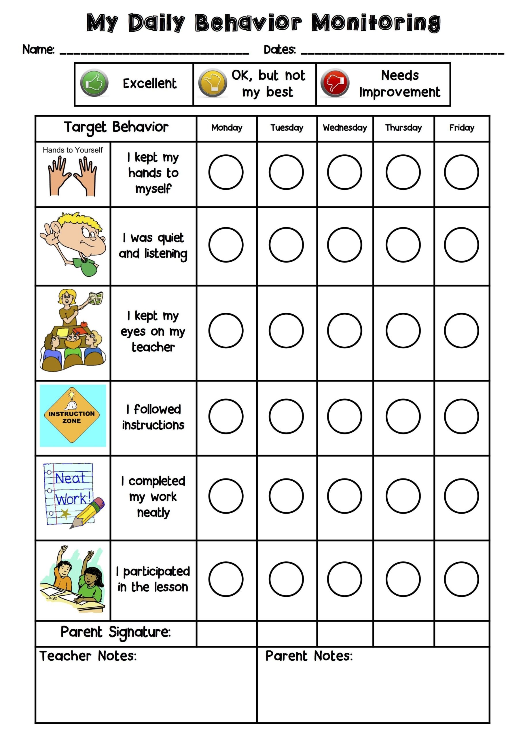 Student Behavior Chart Student Behavior Chart