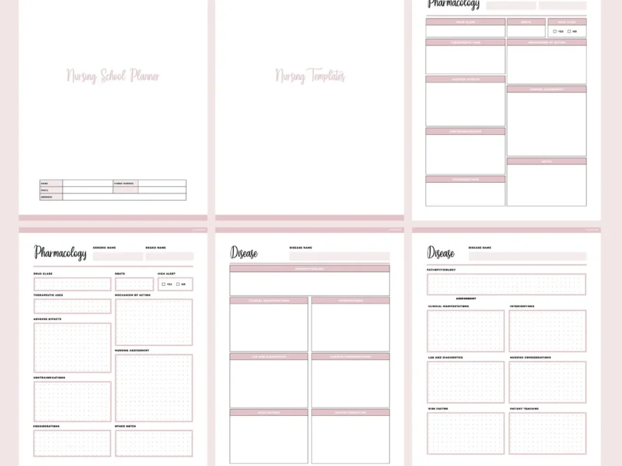 Student Nurse Planner Printable Instant Download PDF 59 PAGES Plan Print Land