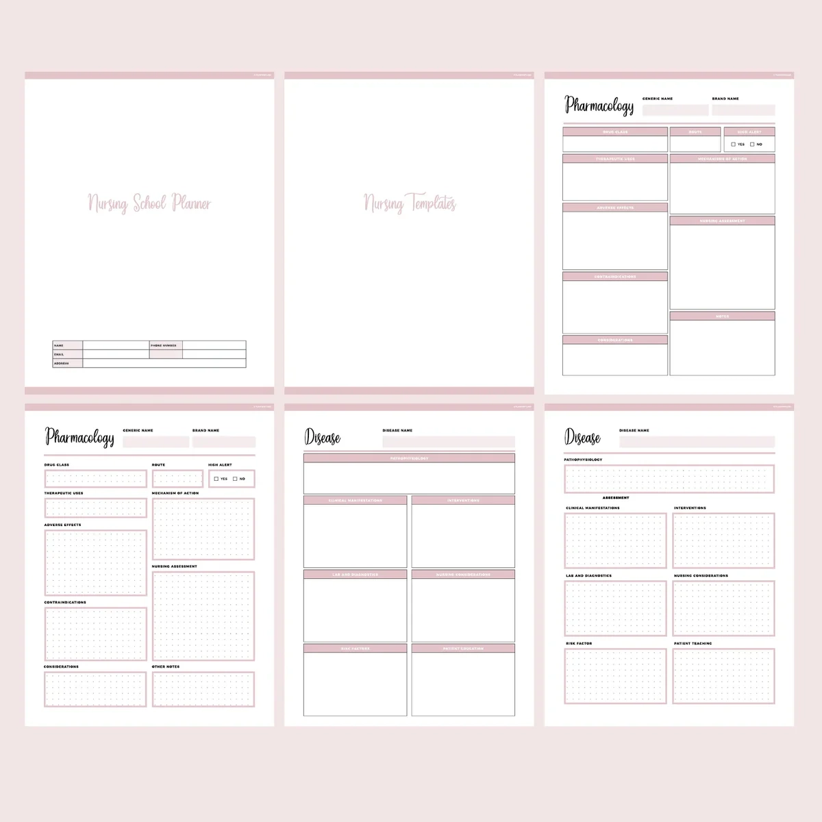 Student Nurse Planner Printable Instant Download PDF 59 PAGES Plan Print Land