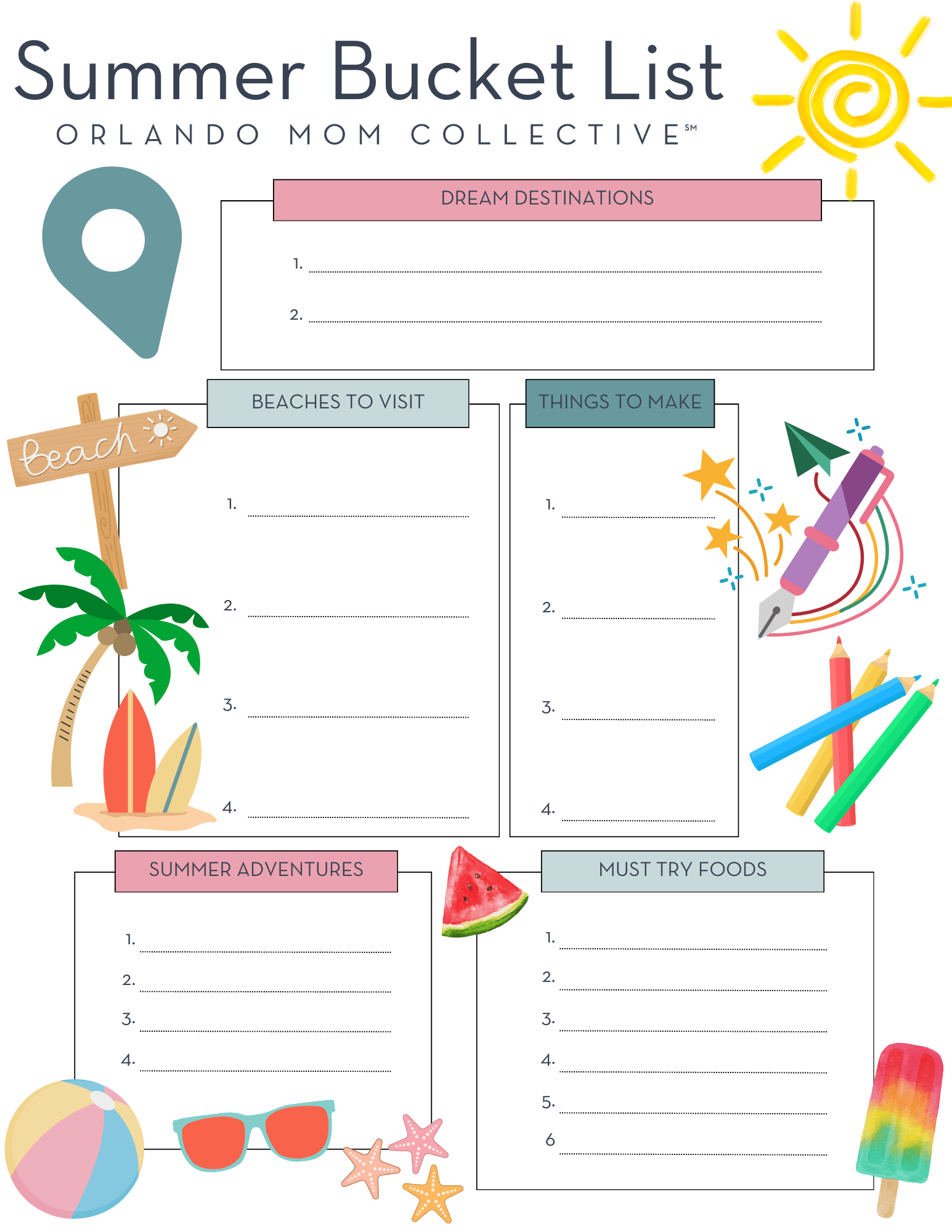 Printable Summer Bucket List Printable Summer Bucket List